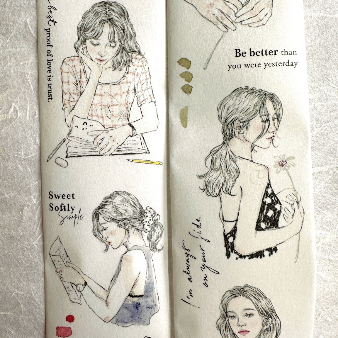 Pion - Sketch Girl washi tape SAMPLES