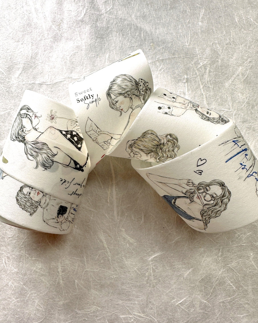 Pion - Sketch Girl washi tape SAMPLES