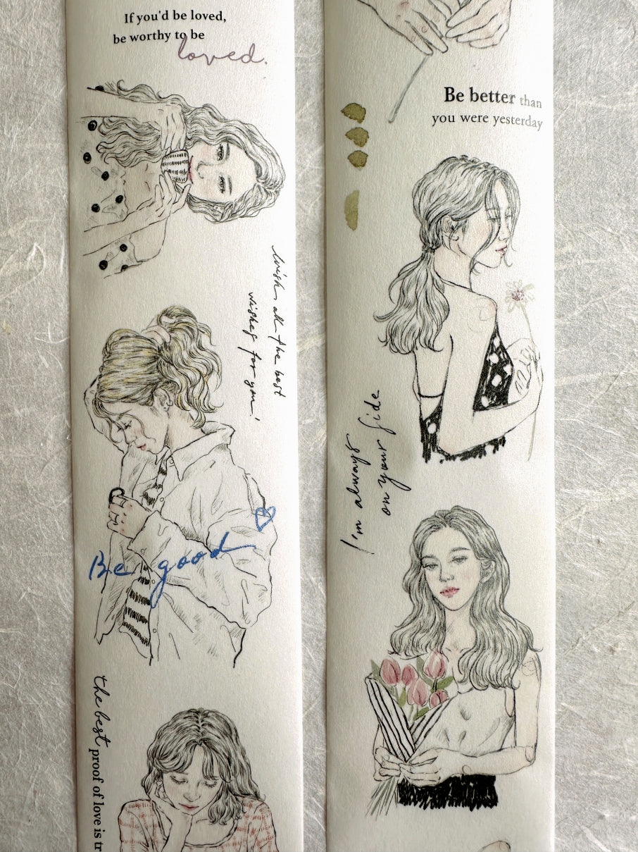 Pion - Sketch Girl washi tape SAMPLES