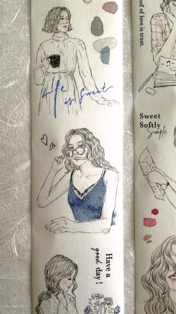 Pion - Sketch Girl washi tape SAMPLES