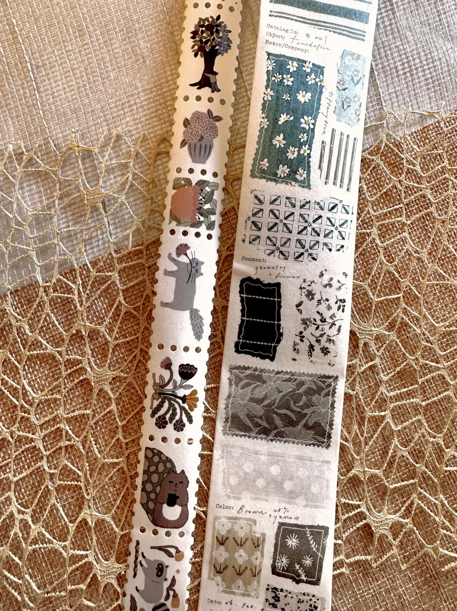 Pion - Floral cloth kiss-cut washi tape SAMPLES