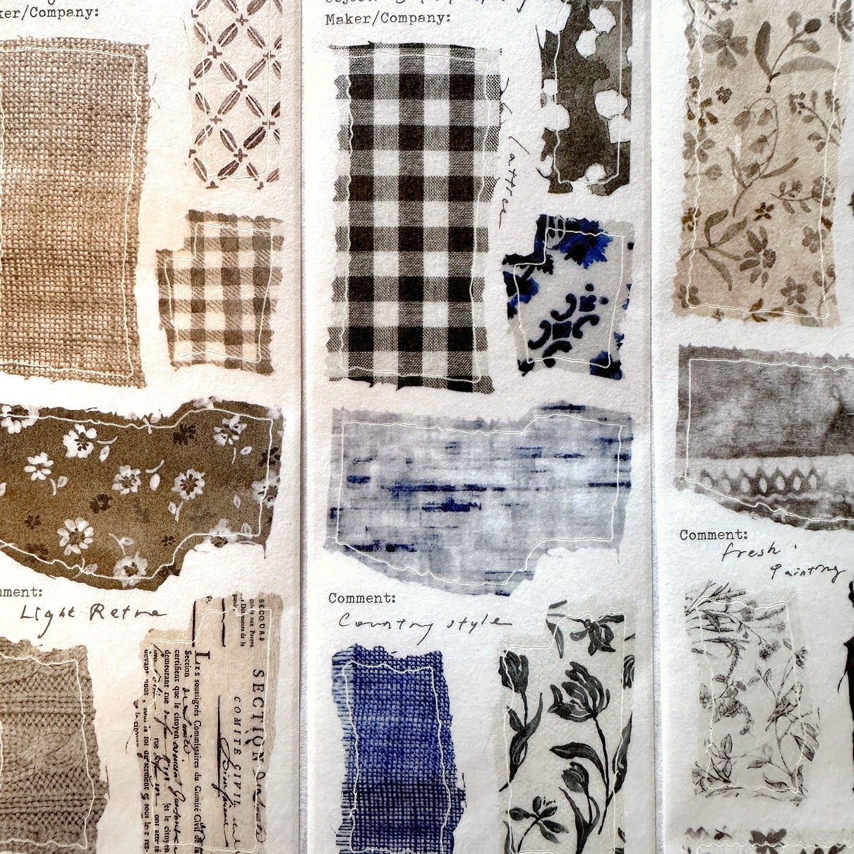 Pion - Floral cloth kiss-cut washi tape SAMPLES