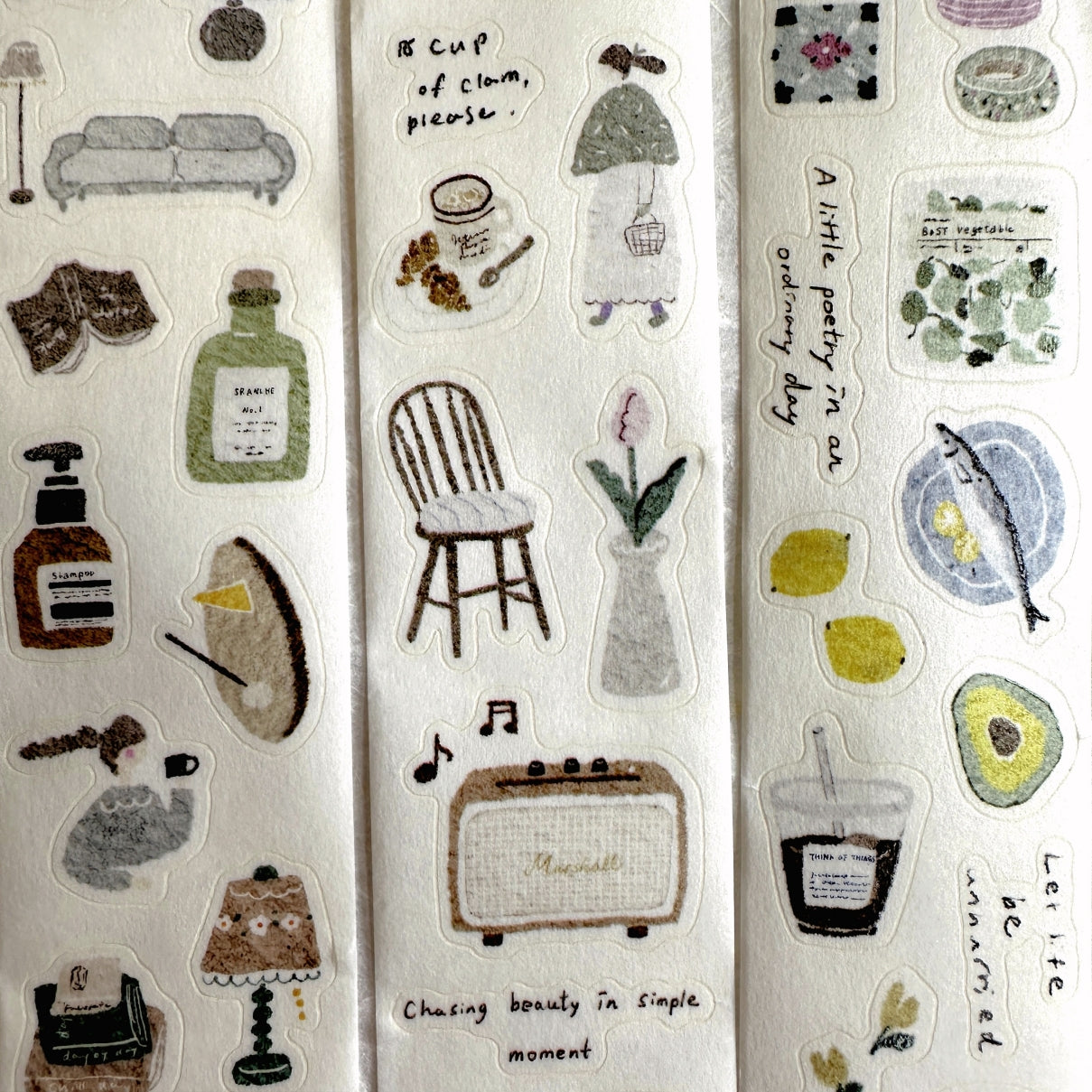 Pion - Cozy Mood kiss-cut washi tape SAMPLES