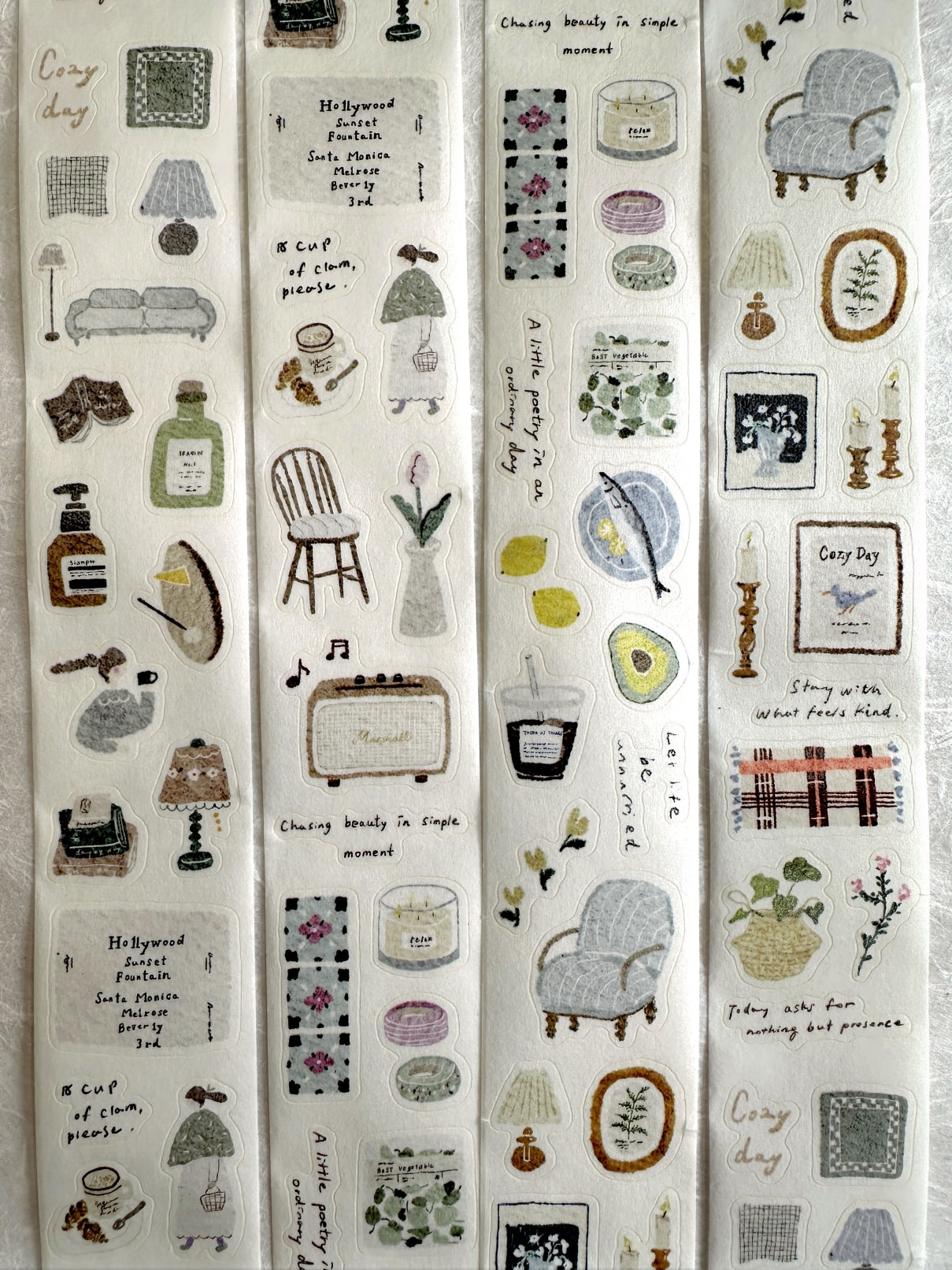 Pion - Cozy Mood kiss-cut washi tape SAMPLES