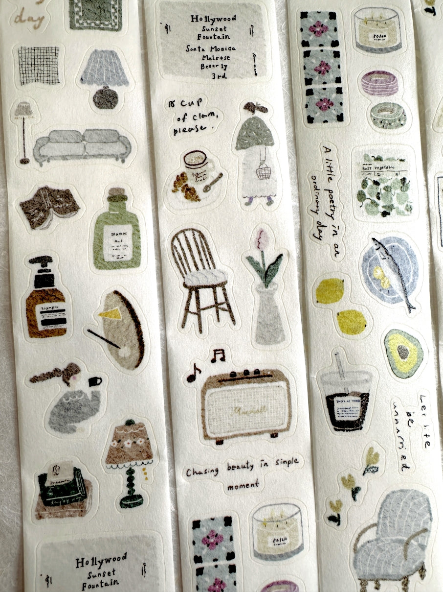 Pion - Cozy Mood kiss-cut washi tape SAMPLES