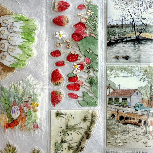Poet's Cabin Art Studio - A Winter and Spring kiss-cut PET tape SAMPLE | DISCOUNTED LOOP (MINOR DAMAGE)