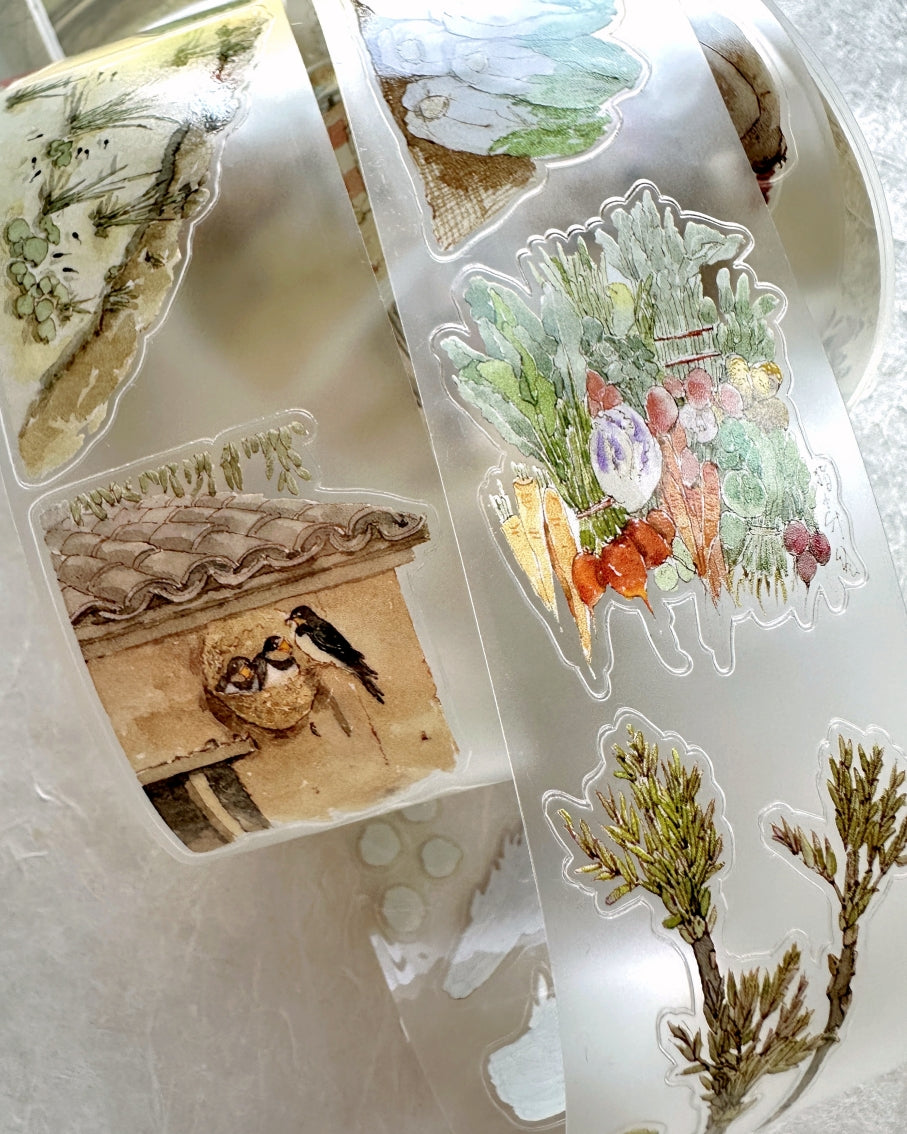 Poet's Cabin Art Studio - A Winter and Spring kiss-cut PET & washi tape (4 cm x 150 cm) SAMPLES