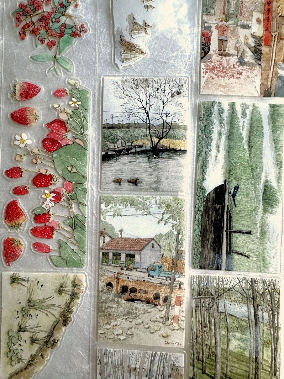 Poet's Cabin Art Studio - A Winter and Spring kiss-cut PET & washi tape (4 cm x 150 cm) SAMPLES