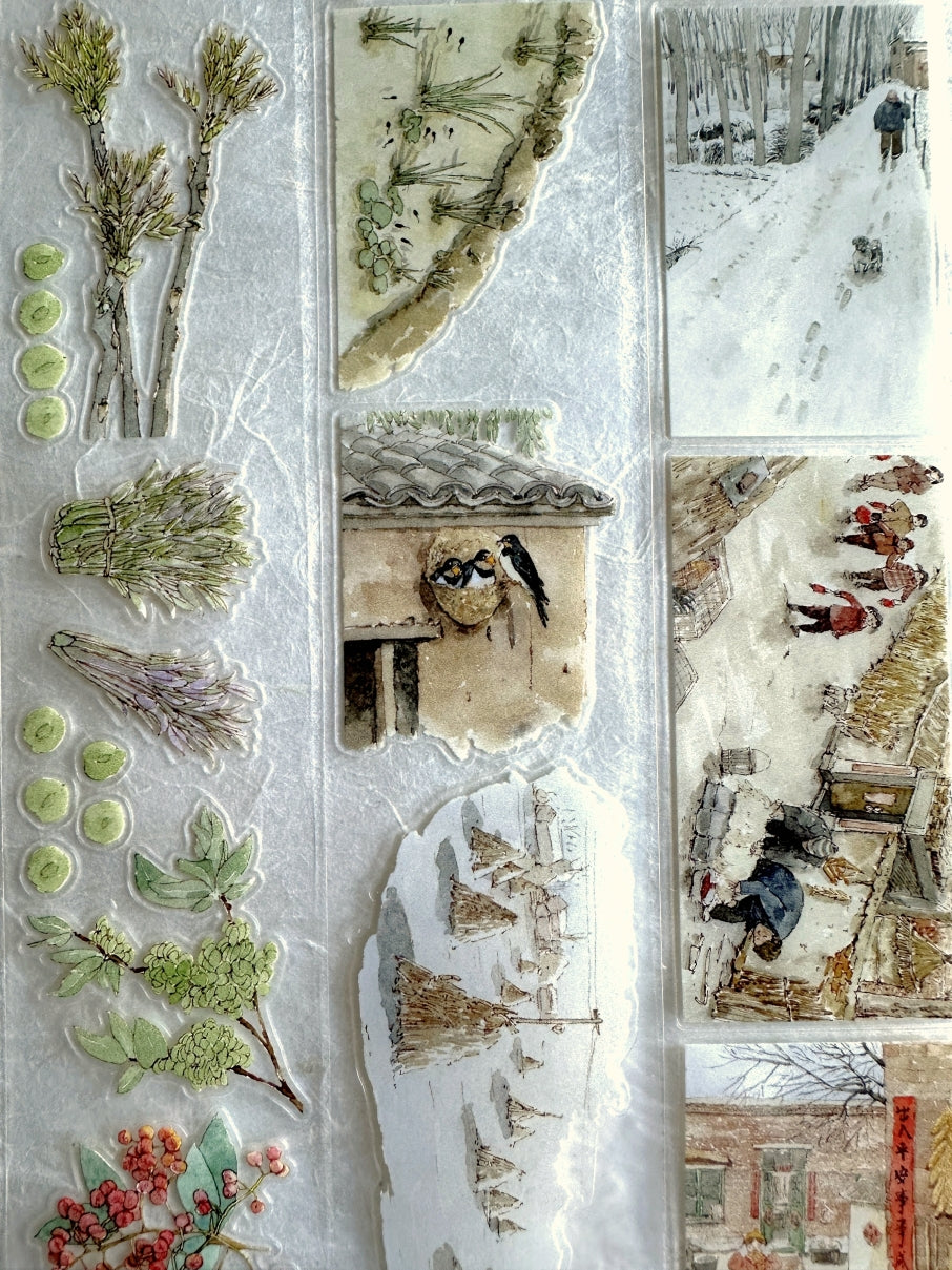 Poet's Cabin Art Studio - A Winter and Spring kiss-cut PET & washi tape (4 cm x 150 cm) SAMPLES