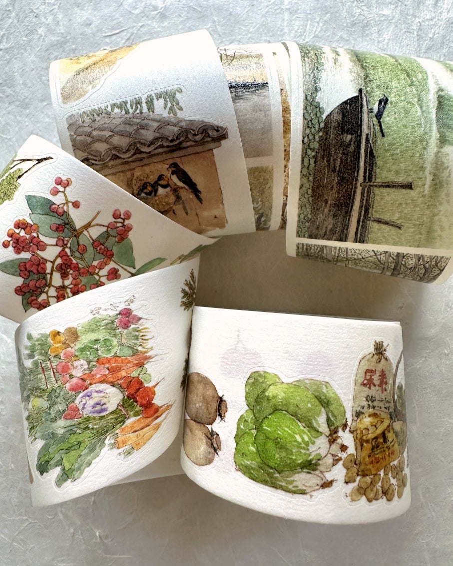 Poet's Cabin Art Studio - A Winter and Spring kiss-cut PET & washi tape (4 cm x 150 cm) SAMPLES