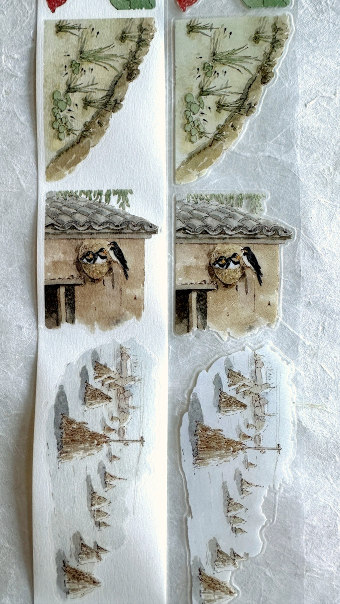 Poet's Cabin Art Studio - A Winter and Spring kiss-cut PET & washi tape (4 cm x 150 cm) SAMPLES