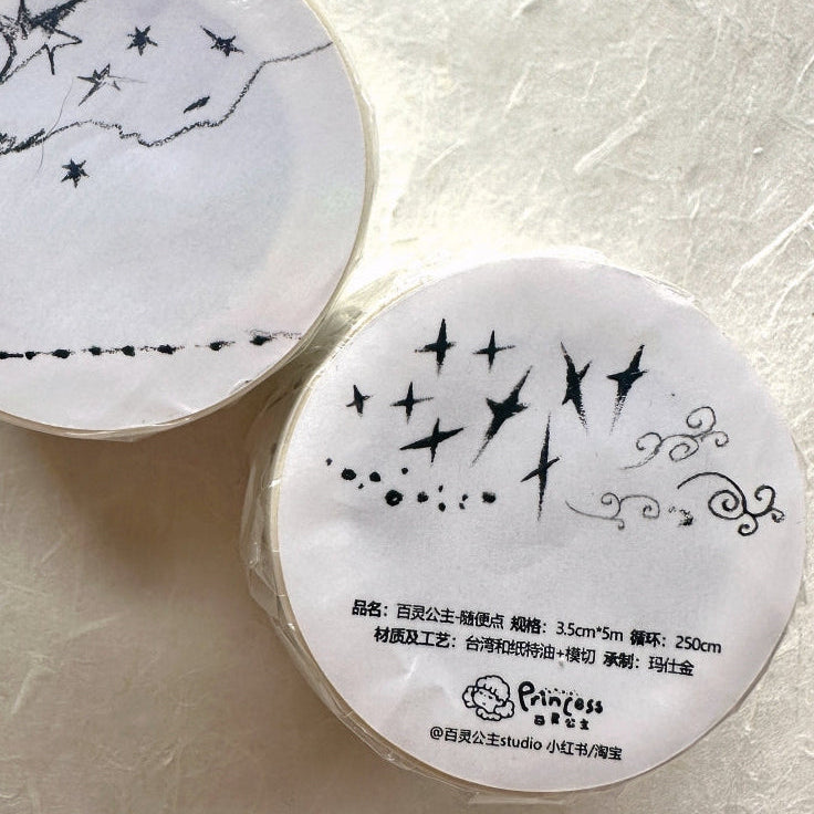 Princess Studio - Casual Doodles kiss-cut washi tape (3.5 cm x 250 cm) SAMPLES (HALF-ROLL)