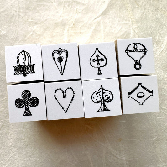 Ribbon Works - card suits symbols 8 pcs mini rubber stamps [New w/o packaging]