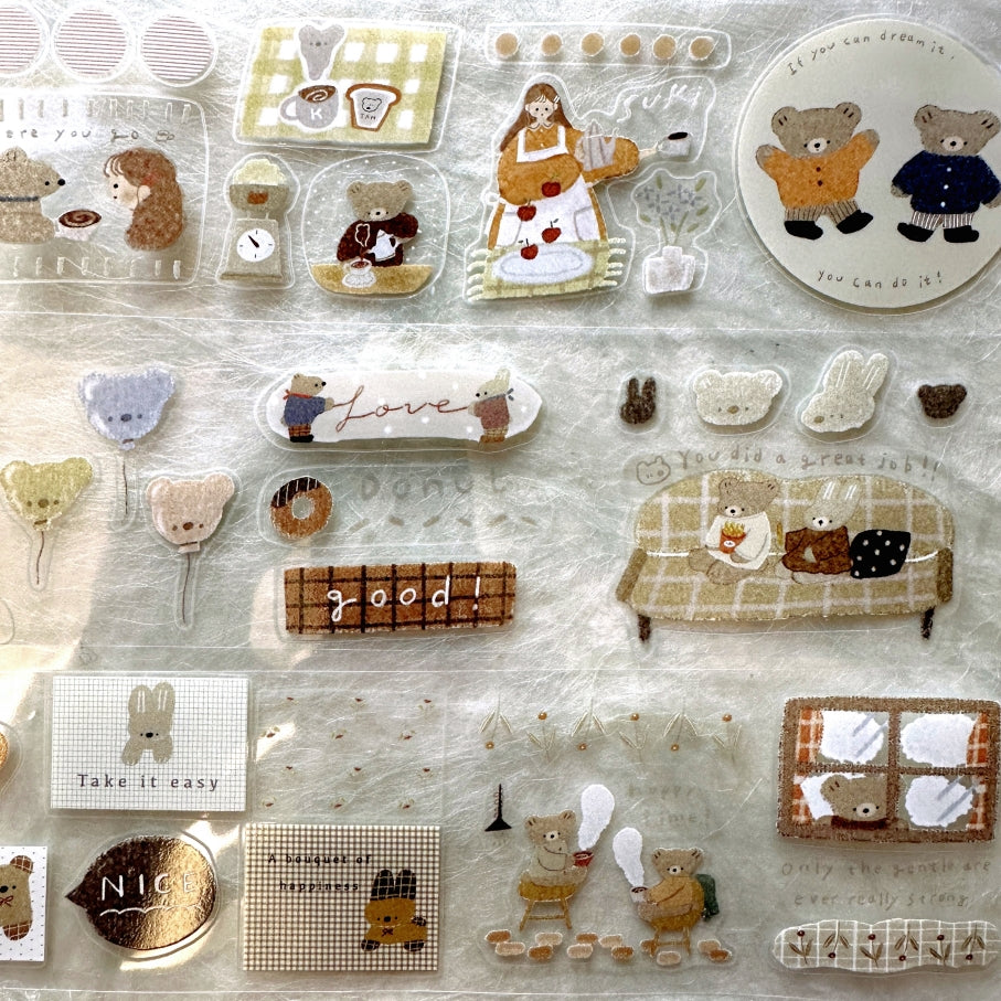 Ranmyu - Bear's Daily kiss-cut PET tape SAMPLES