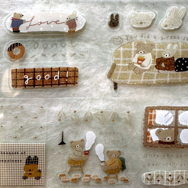 Ranmyu - Bear's Daily kiss-cut PET tape SAMPLES