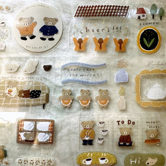 Ranmyu - Bear's Daily kiss-cut PET tape SAMPLES