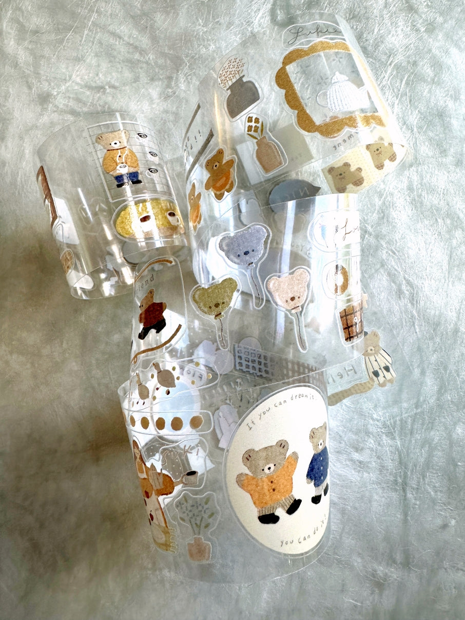 Ranmyu - Bear's Daily kiss-cut PET tape SAMPLES