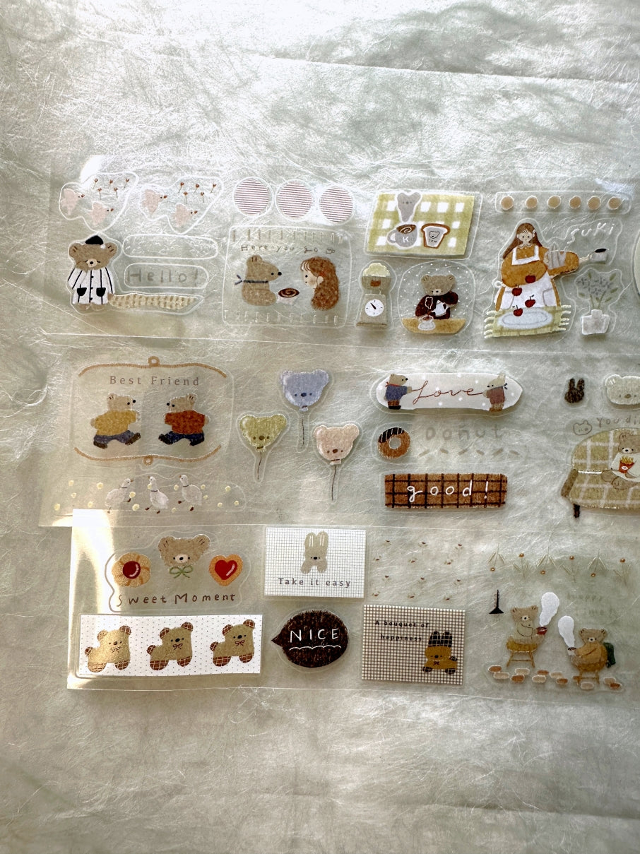 Ranmyu - Bear's Daily kiss-cut PET tape SAMPLES