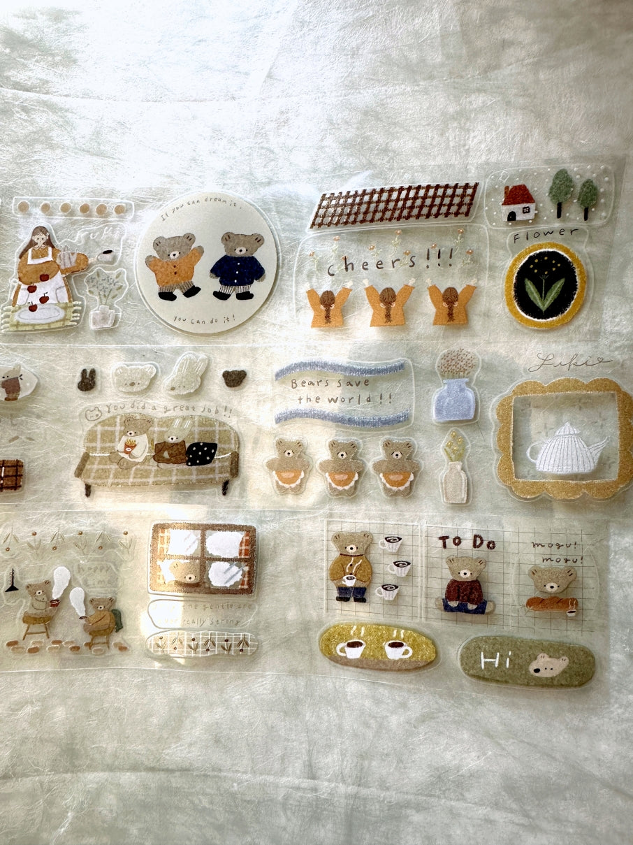 Ranmyu - Bear's Daily kiss-cut PET tape SAMPLES