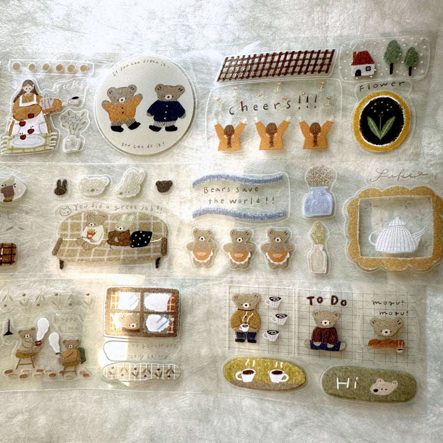 Ranmyu - Bear's Daily kiss-cut PET tape SAMPLES