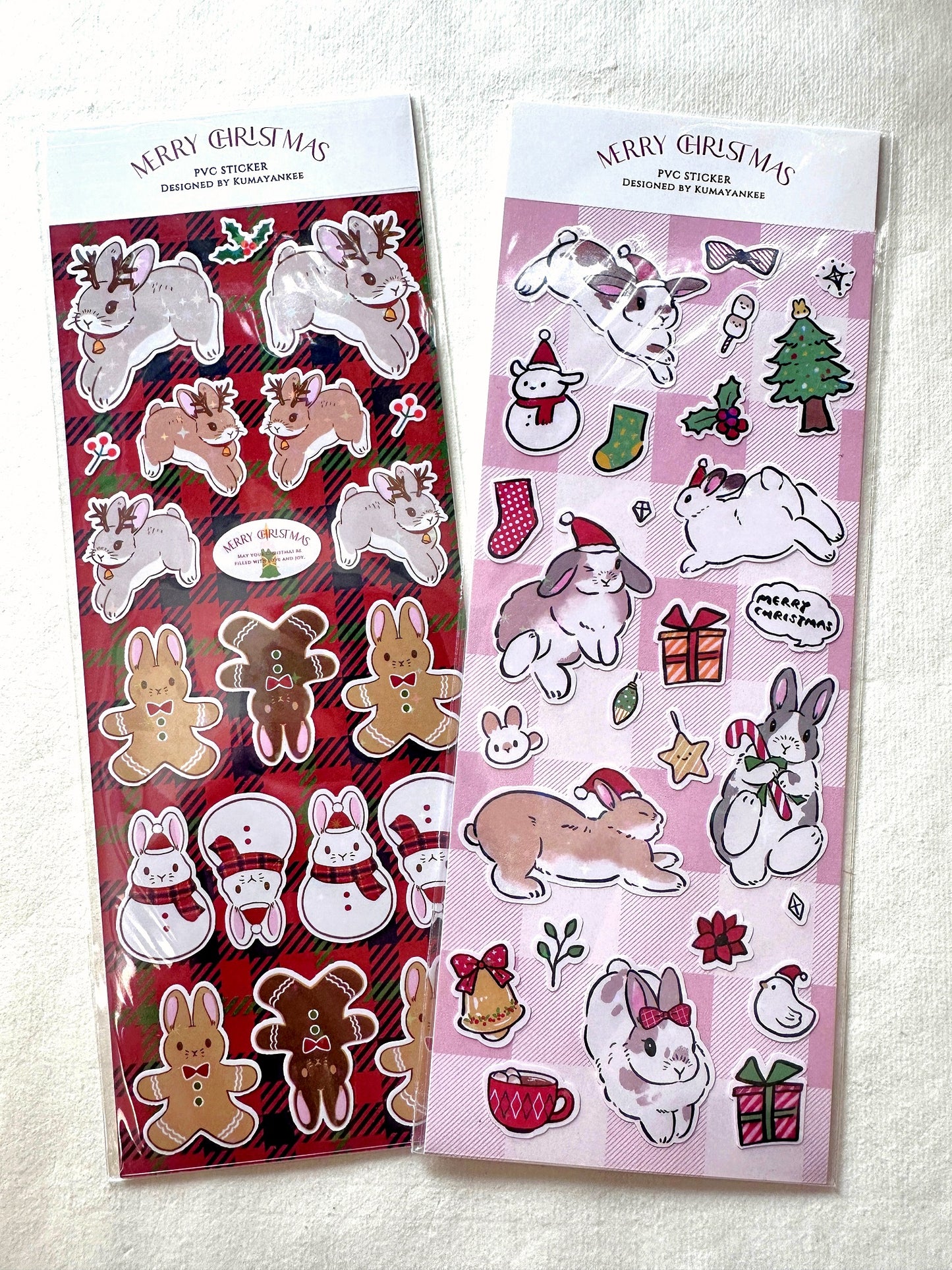 KumaYankee - Christmas Bunny glitter sticker sheets