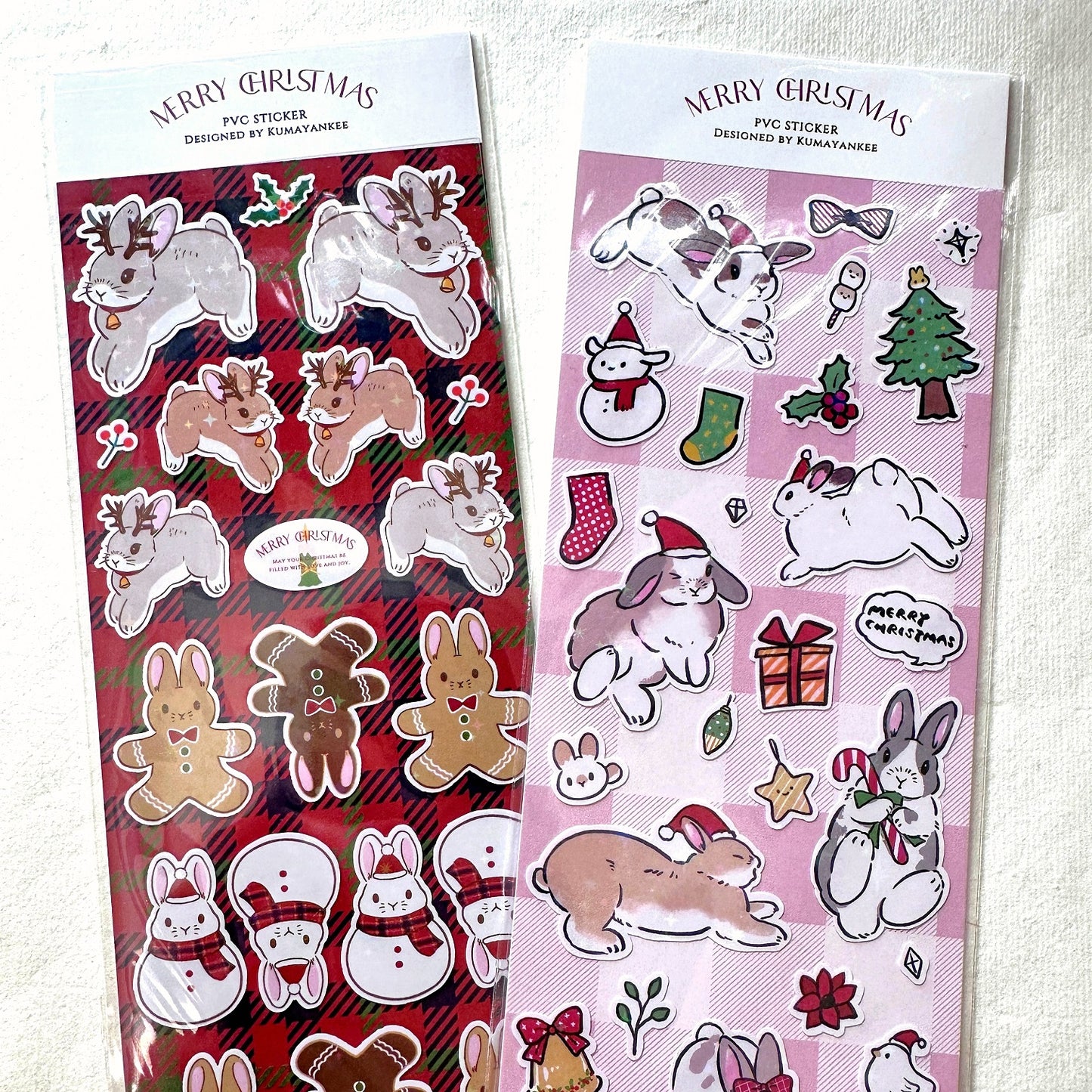 KumaYankee - Christmas Bunny glitter sticker sheets