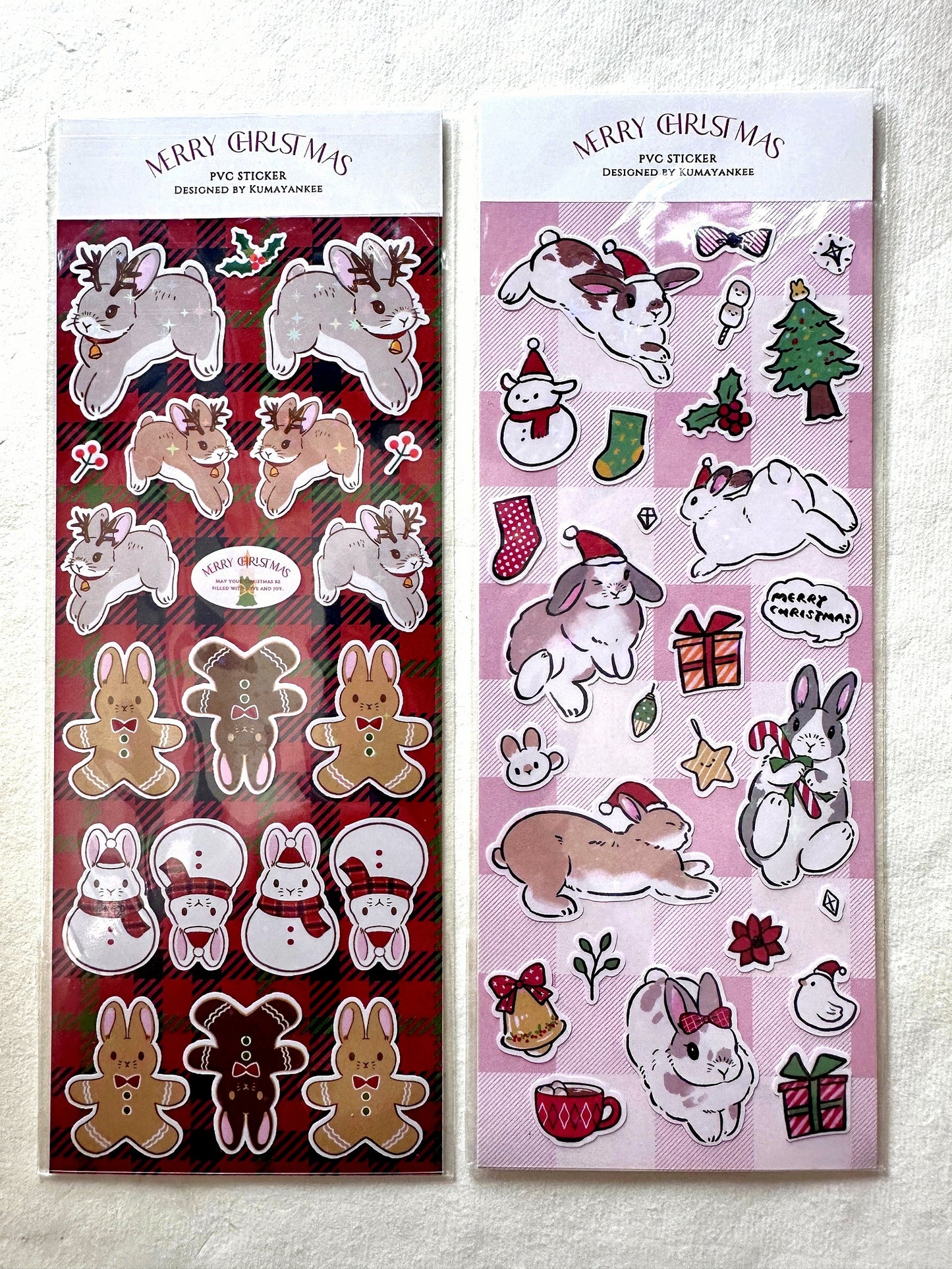 KumaYankee - Christmas Bunny glitter sticker sheets
