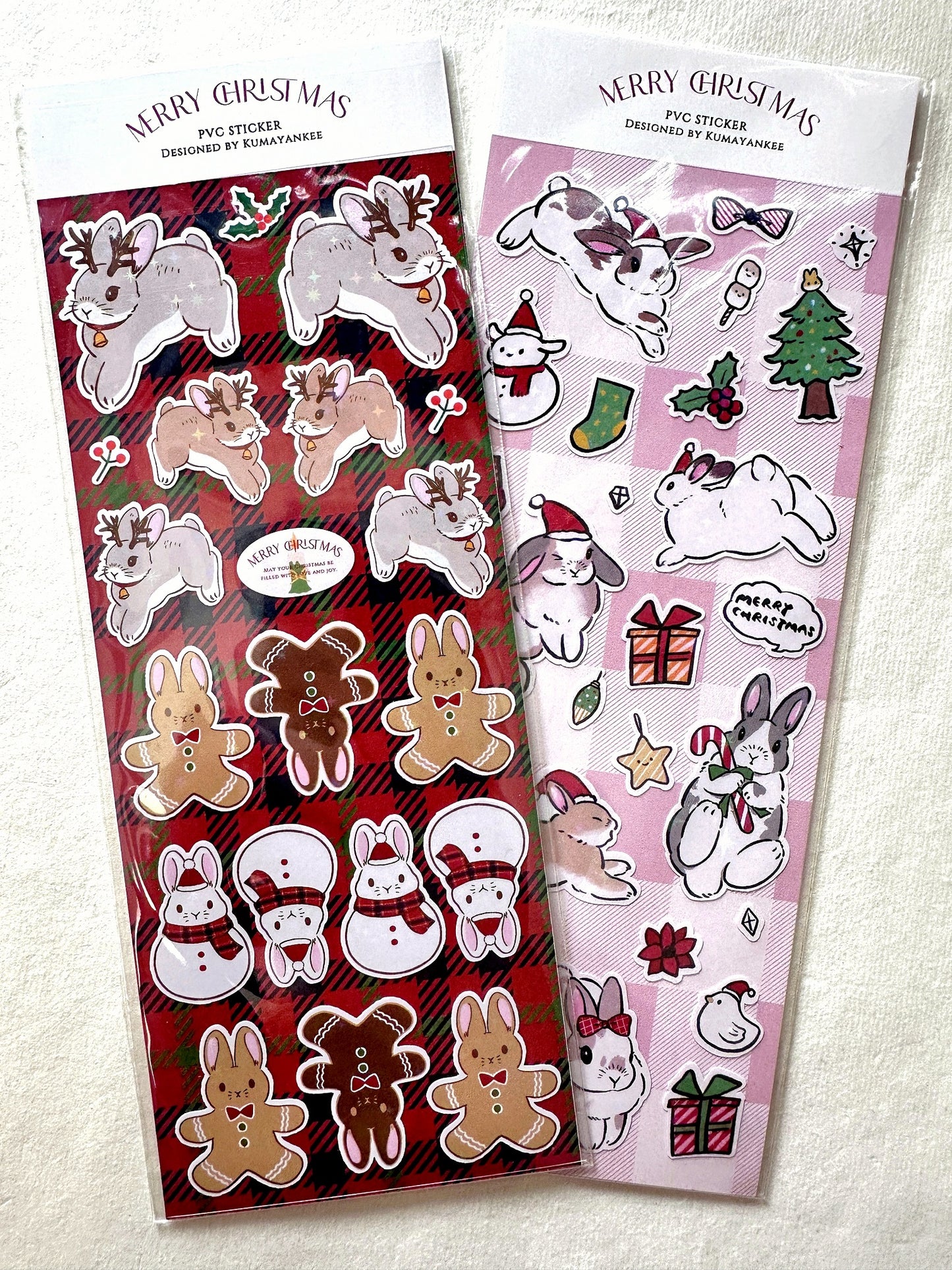 KumaYankee - Christmas Bunny glitter sticker sheets