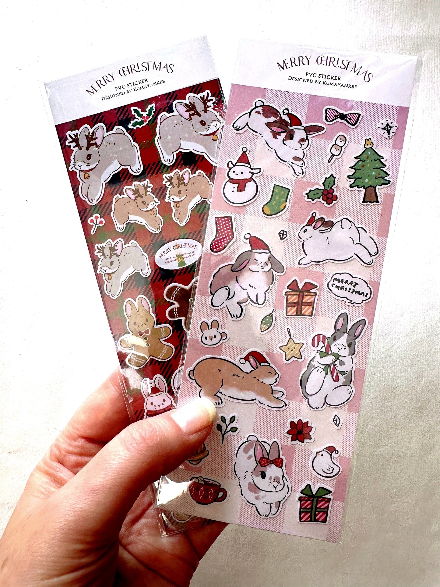 KumaYankee - Christmas Bunny glitter sticker sheets