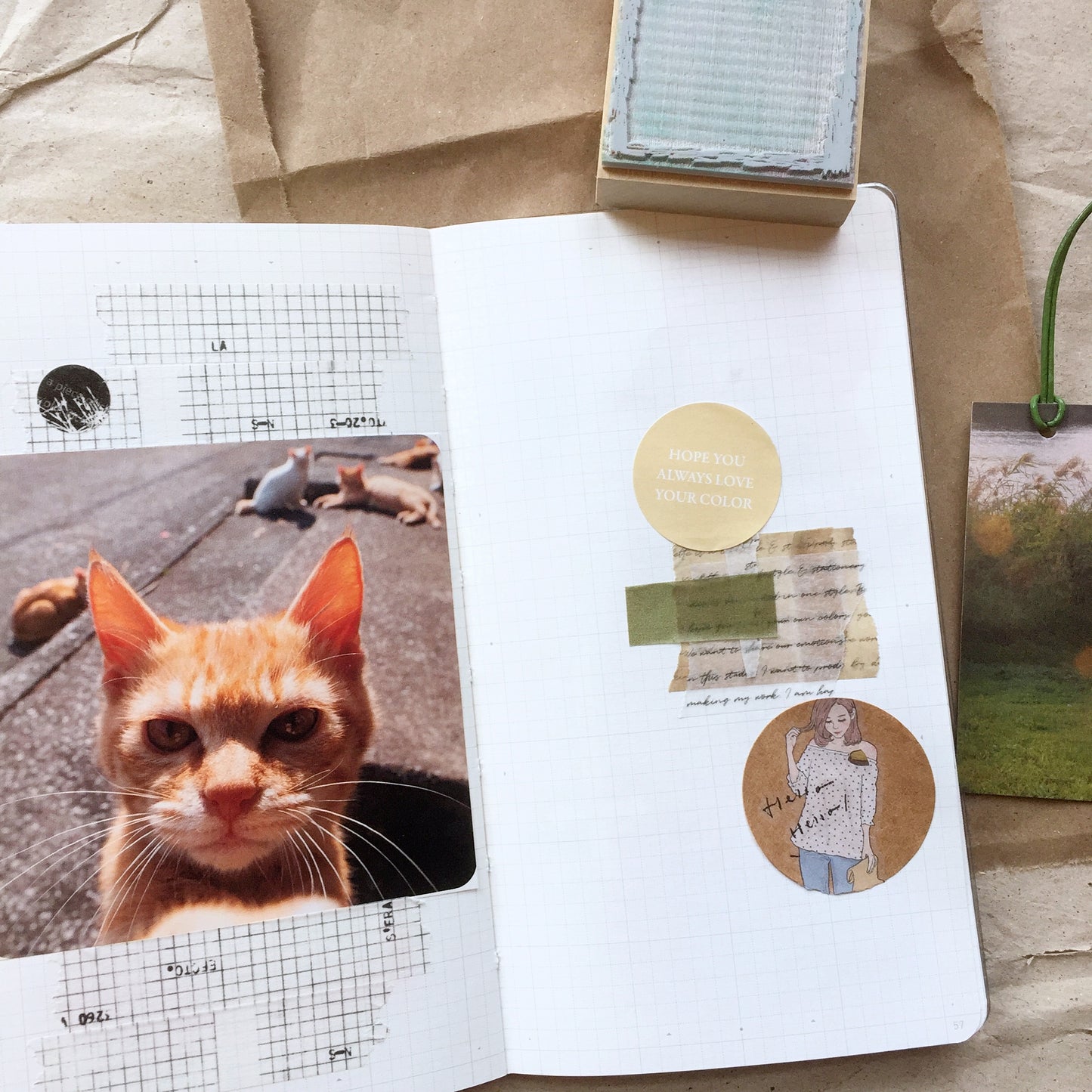 Kraft 1.5" round stickers for journal collage - SAMPLES