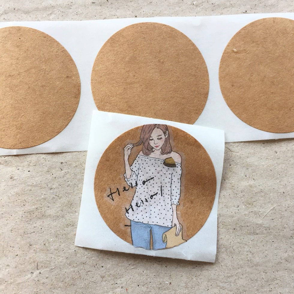 Kraft 1.5" round stickers for journal collage - SAMPLES