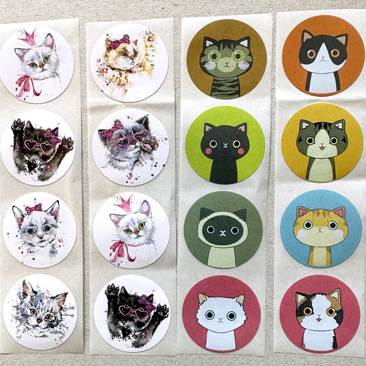 Funny Cats - Round Sticker Seal SAMPLES