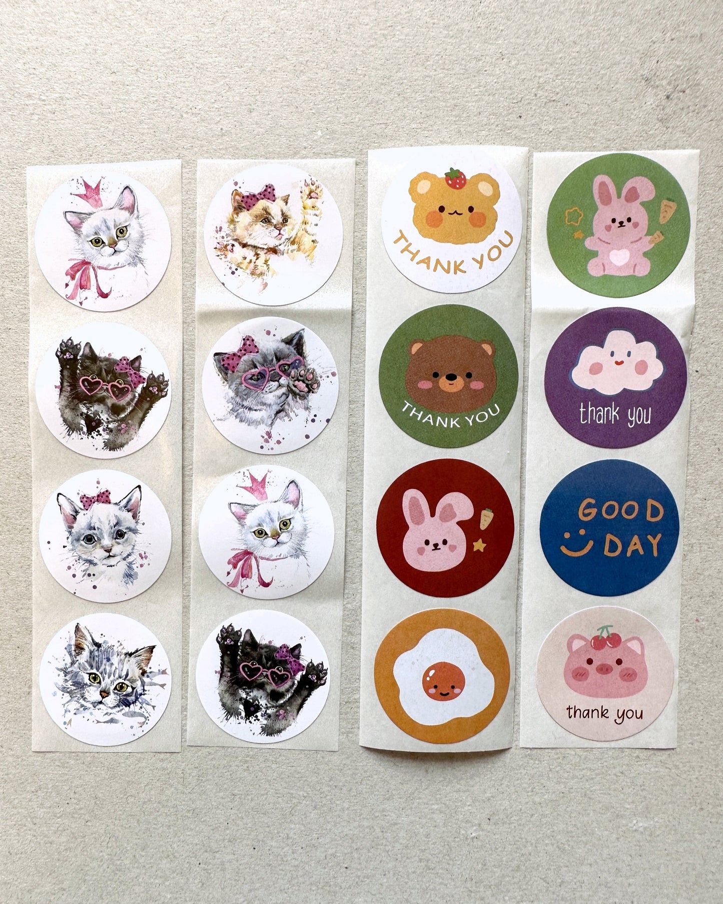 Kawaii Animals - Round Sticker Seal SAMPLES