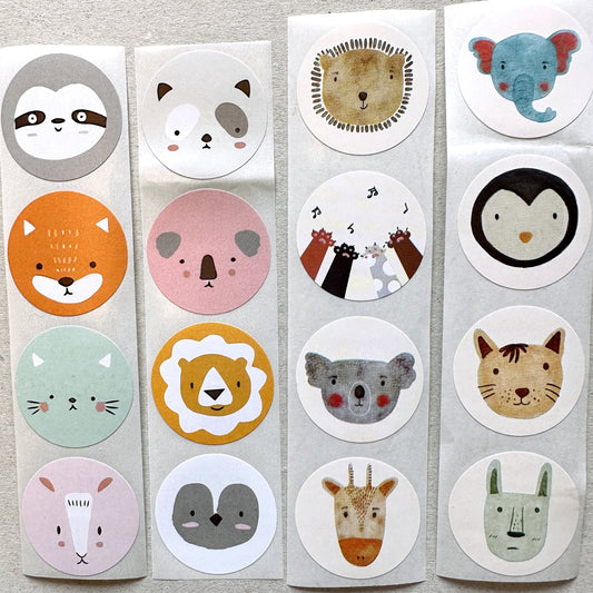 Kawaii Animals - Round Sticker Seal SAMPLES