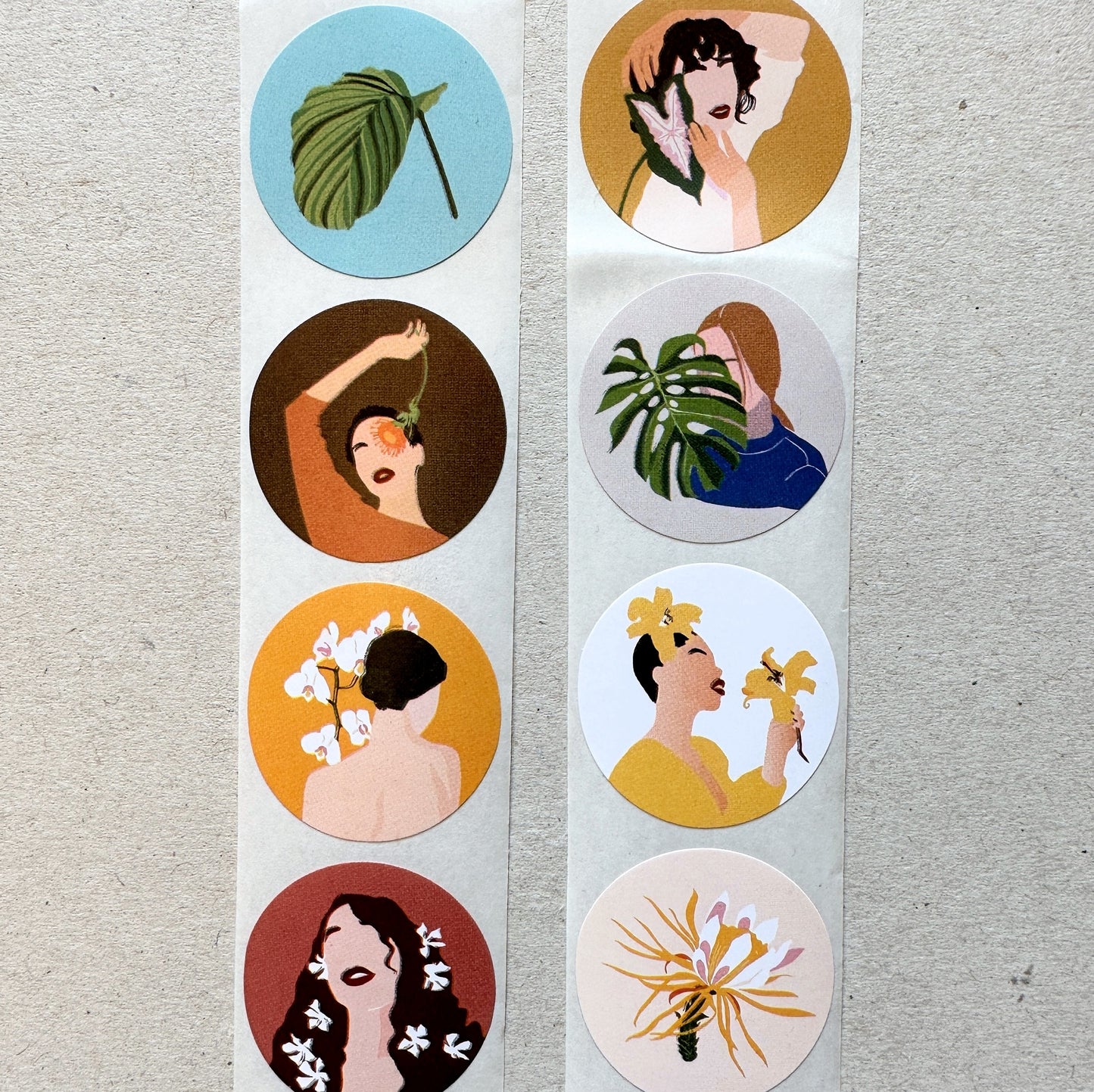 Tropical Plant Ladies - Round Sticker Seal SAMPLES