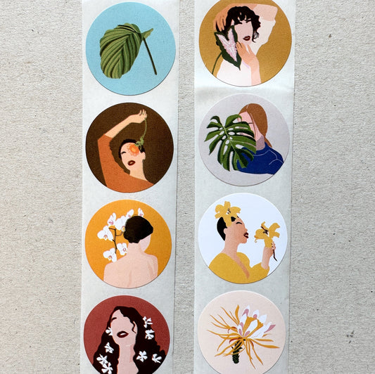 Tropical Plant Ladies - Round Sticker Seal SAMPLES