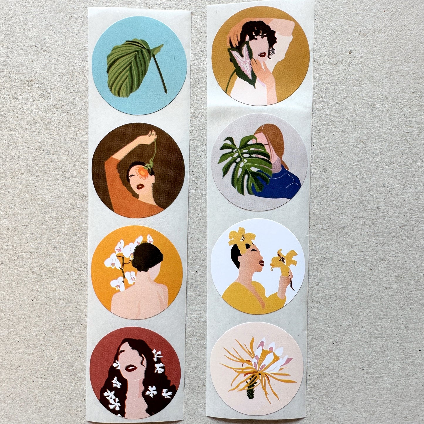 Tropical Plant Ladies - Round Sticker Seal SAMPLES