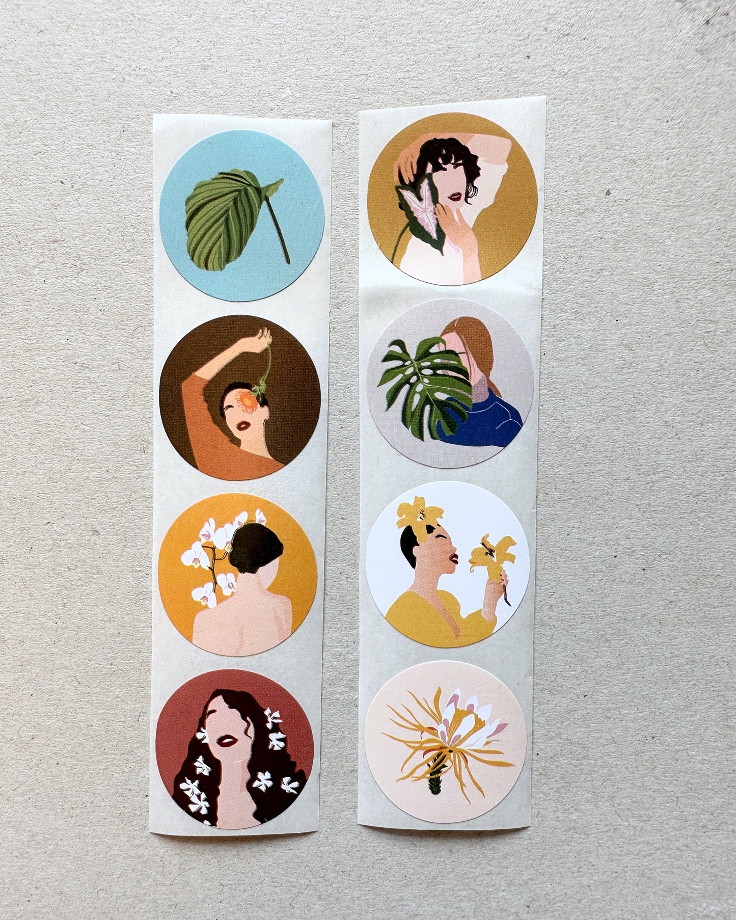 Tropical Plant Ladies - Round Sticker Seal SAMPLES