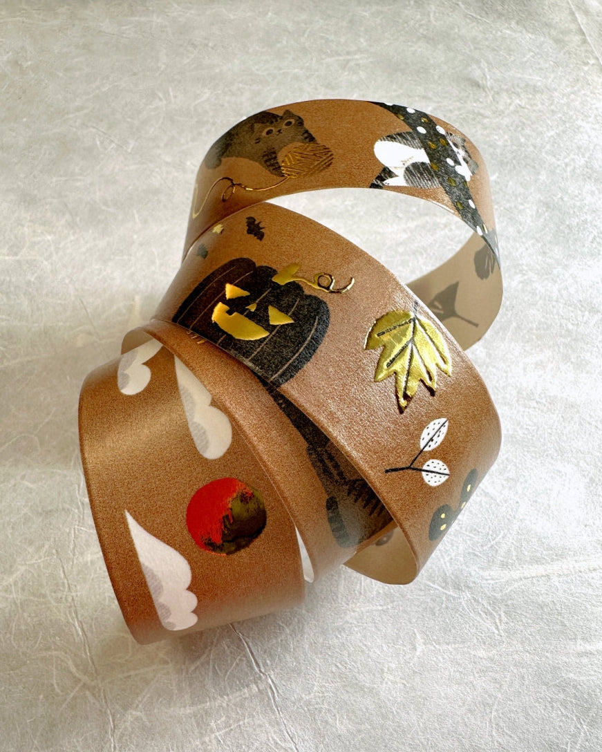 The Cats Sesame & Peanut - Autumn gold-foil washi tape SAMPLES