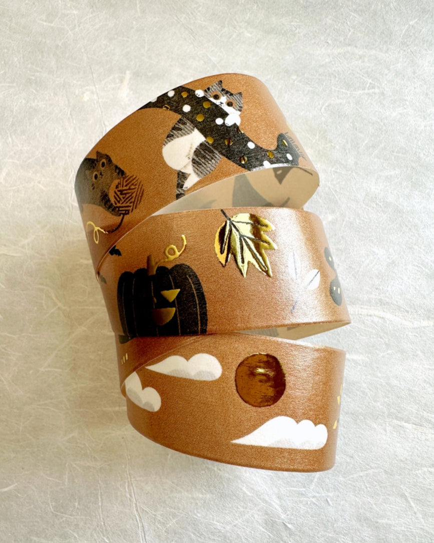 The Cats Sesame & Peanut - Autumn gold-foil washi tape SAMPLES