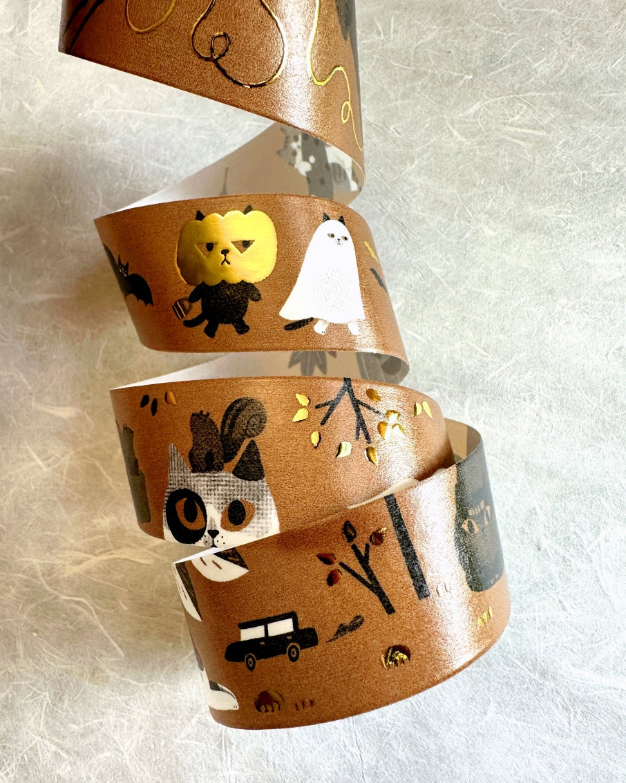 The Cats Sesame & Peanut - Autumn gold-foil washi tape SAMPLES