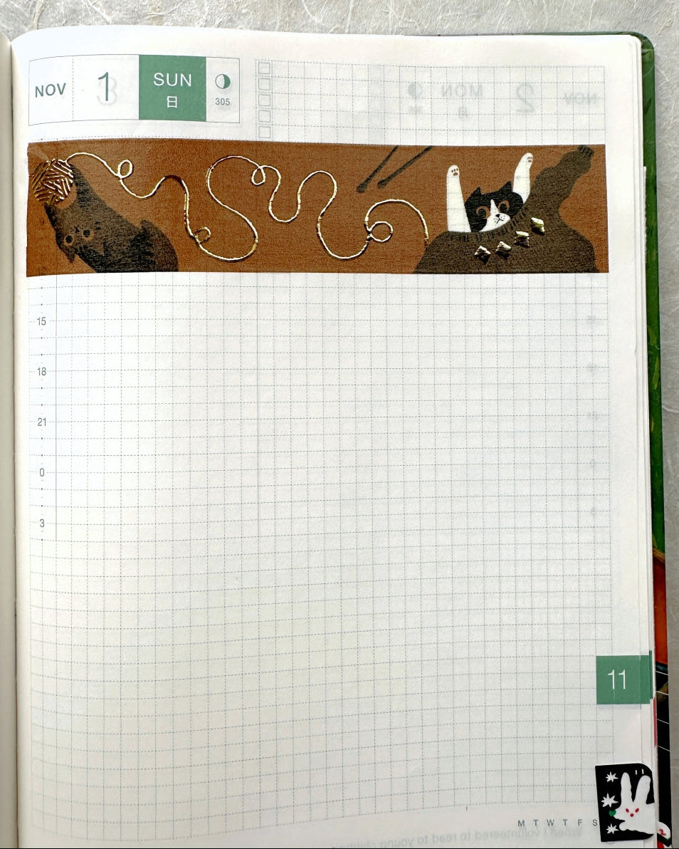 The Cats Sesame & Peanut - Autumn gold-foil washi tape SAMPLES