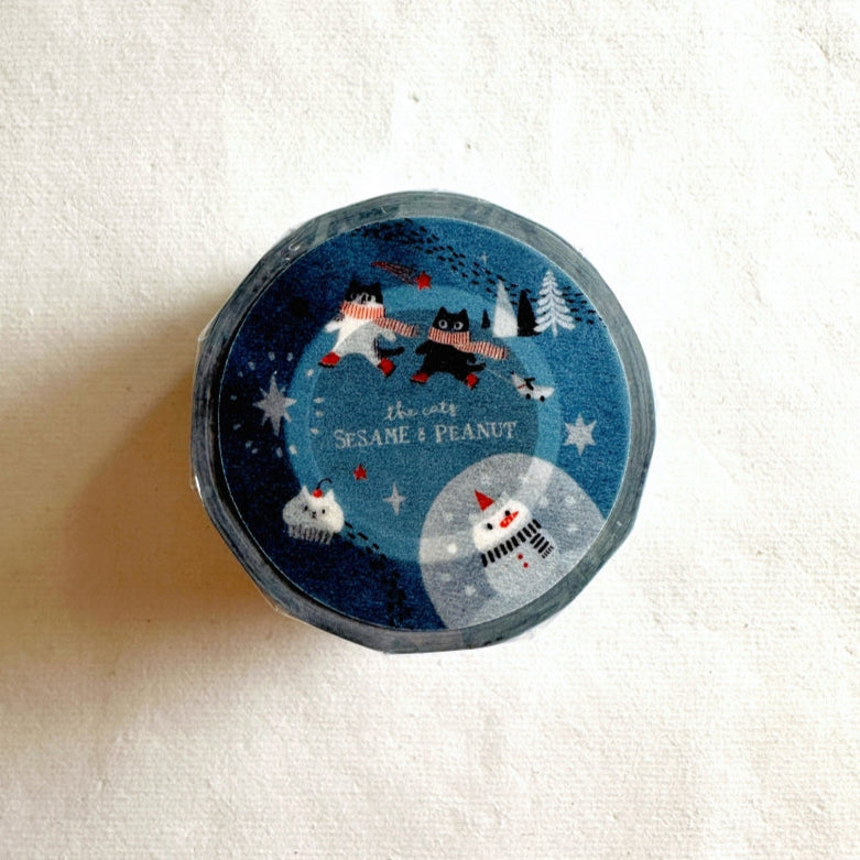 The Cats Sesame & Peanut - Winter silver-foil washi tape SAMPLES