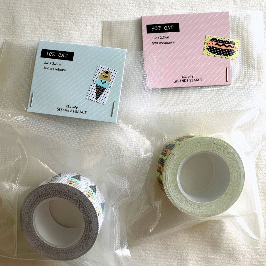 The Cats Sesame & Peanut - Hot Cat / Ice Cat label sticker roll SAMPLES