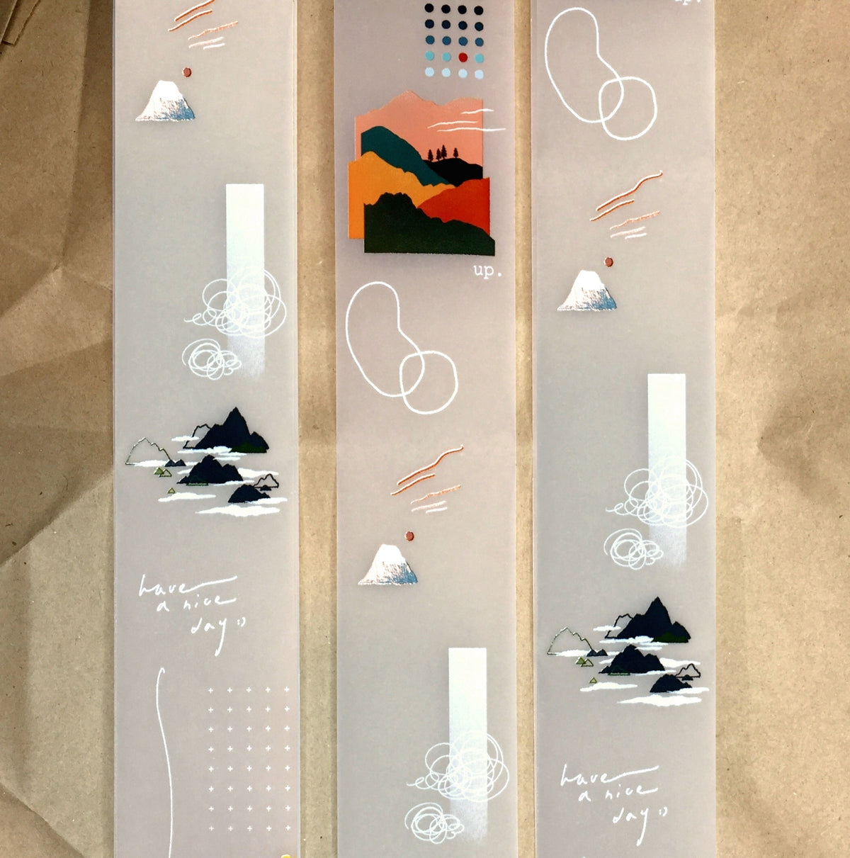 Somesortoffern - Begonia, Heliocentric, & Mountains and Oceans non-adhesive tracing paper scrolls SAMPLES