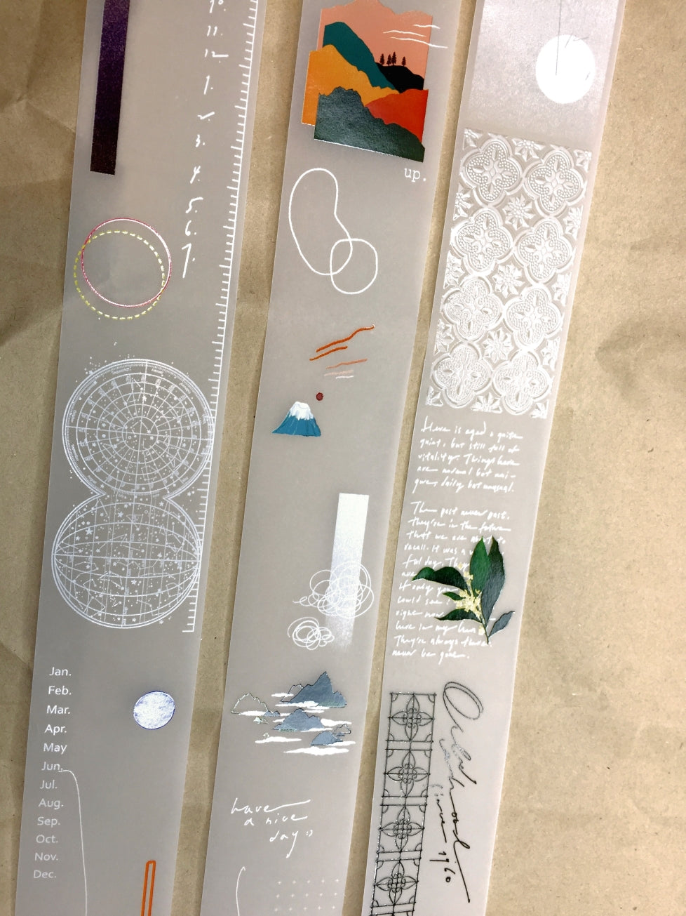 Somesortoffern - Begonia, Heliocentric, & Mountains and Oceans non-adhesive tracing paper scrolls SAMPLES