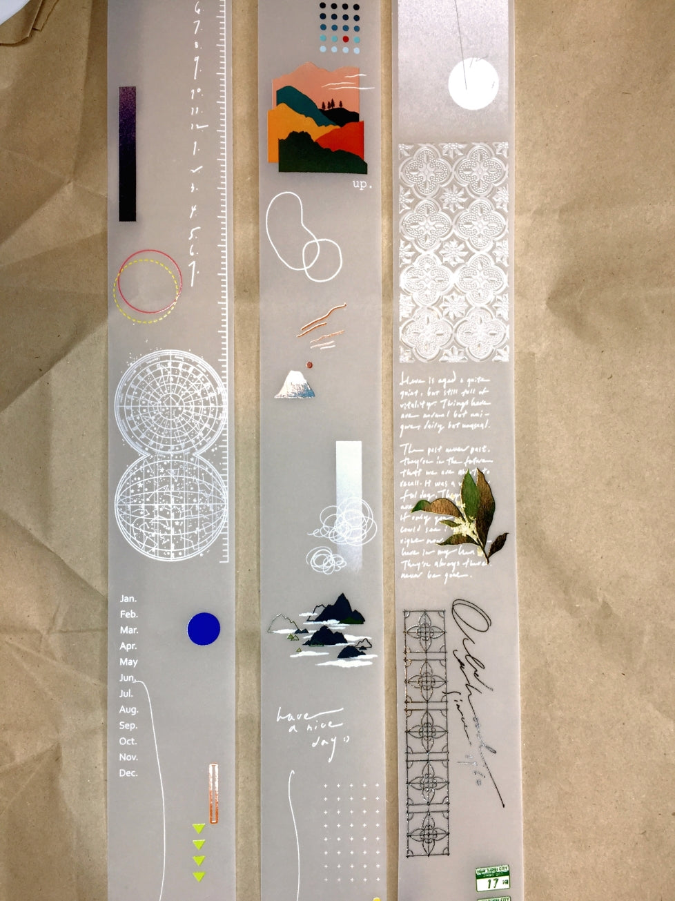 Somesortoffern - Begonia, Heliocentric, & Mountains and Oceans non-adhesive tracing paper scrolls SAMPLES