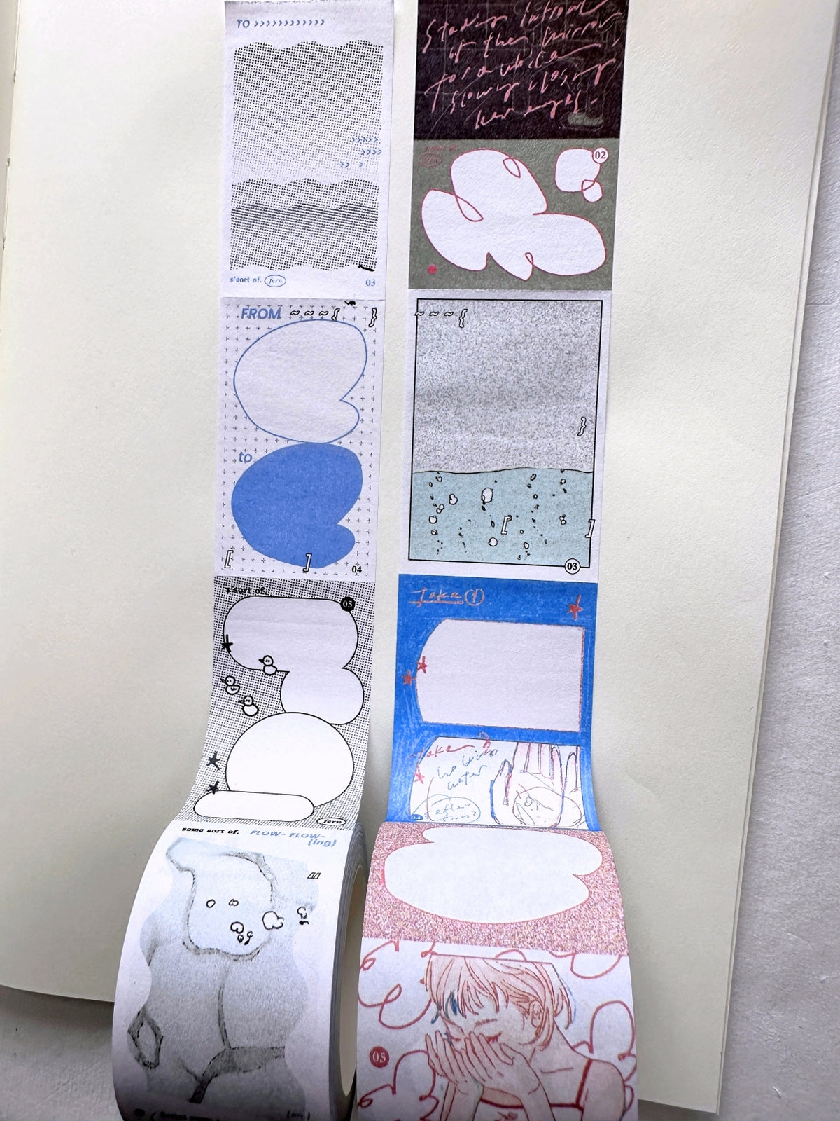 Somesortoffern - Flowing Thoughts sticky memo roll (perforated paper tape) SAMPLES
