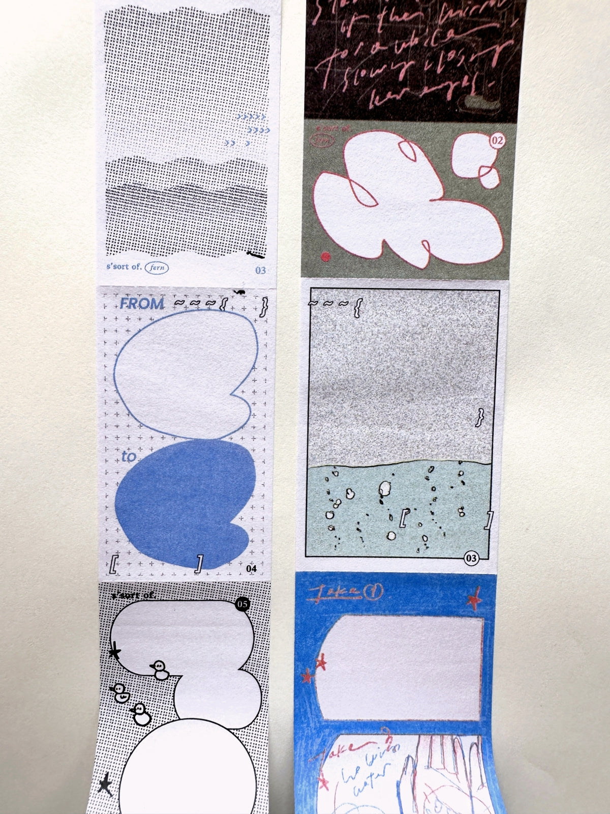 Somesortoffern - Flowing Thoughts sticky memo roll (perforated paper tape) SAMPLES