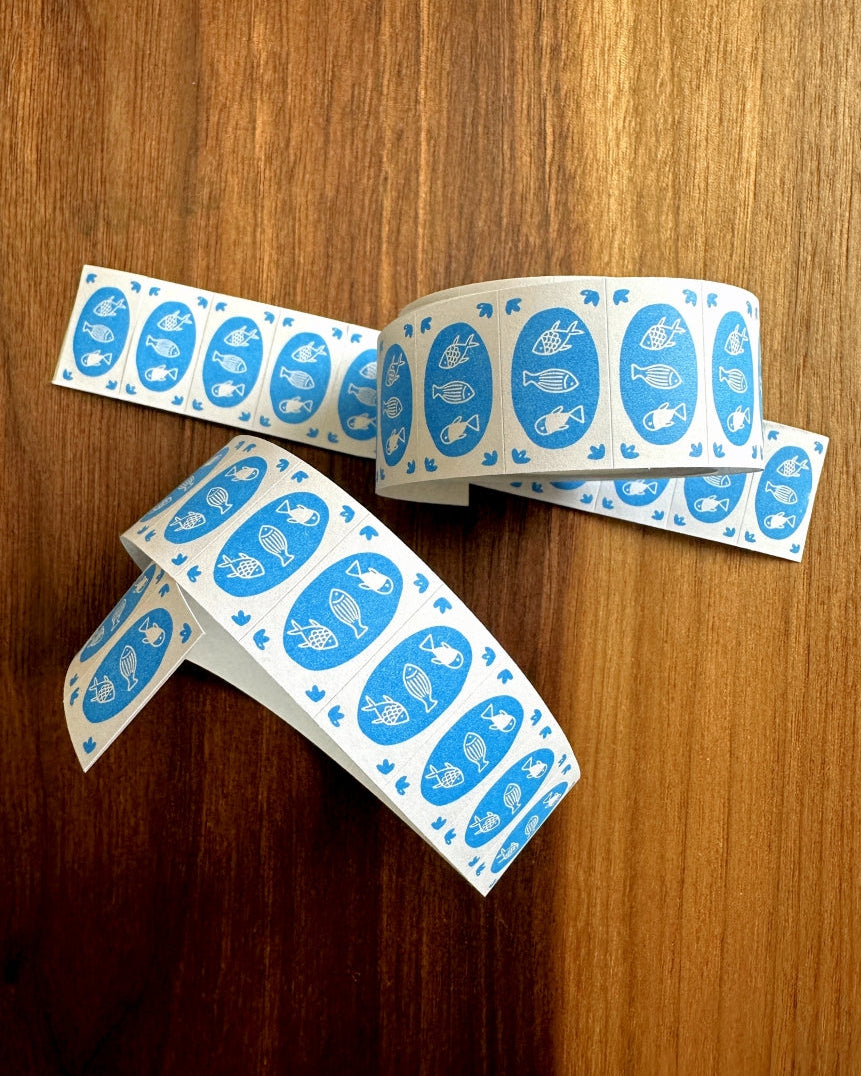 Somesortoffern - Mini Fishes label sticker roll SAMPLES